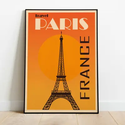 Paris France Poster Eiffel Tower Wall Art Travel Print Cityscape Decor