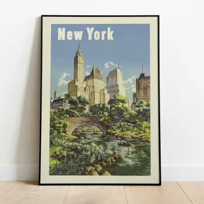 Poster New York City Vintage Travel Poster Big Apple Central Park Wall Art