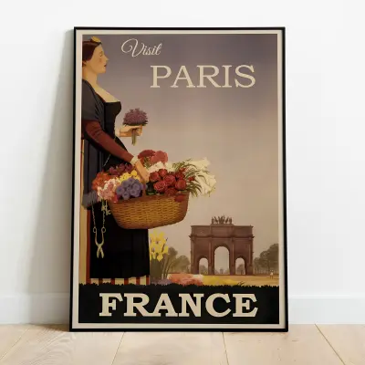 Poster Paris France Eiffel Tower Seine Cityscape Wall Art Travel Souvenir Decoration Print