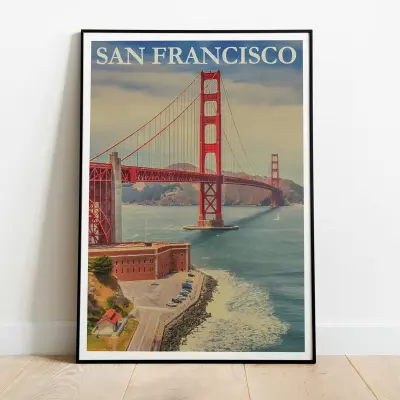 San Francisco Travel Poster Golden Gate Bridge Art Print