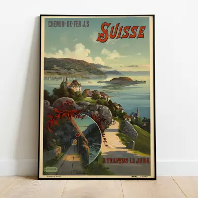 Switzerland travel poster alps mountains Matterhorn art print vintage