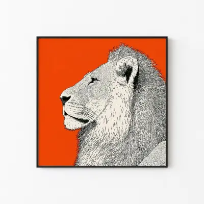 Poster Art Print Lion Profile Painting Majestic Animal Portrait Wildlife Artwork