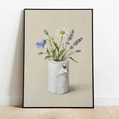 Art Print Wildflowers Still Life in Toilet Paper Roll