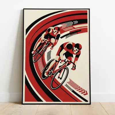 Bauhaus Track Cycling Poster Retro Vintage Velodrome Art Print Minimalist Racing Sprint