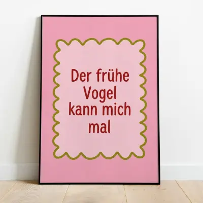 Poster Breakfast Pastries List Naive Graphic Pink Olive Green Cafe Wall Art