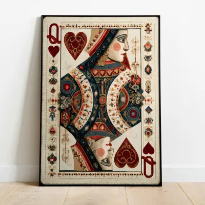 Art Print Poster Mouse Playing Card Queen of Hearts Stylized Artwork Decoration