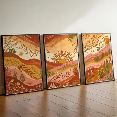 Set of 3 Matching Posters Boho Sunrise Prints