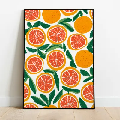 Poster Art Print Orange Abstract Pattern Retro Design Wall Art Minimalist