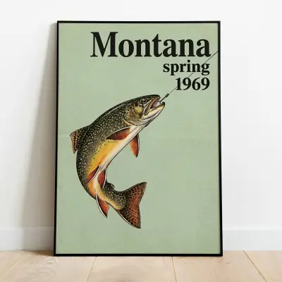 Poster Orvis Spring 1969 Vintage Trout Illustration