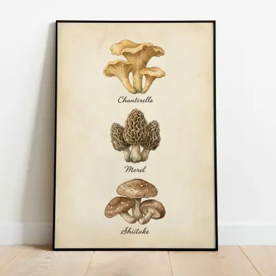 Botanical Art Print Fungi Illustration