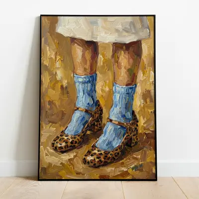 Art Print Women's Legs Leopard Shoes Fashion Poster Retro Style Modern