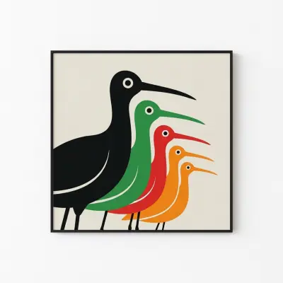 Geometric Birds Art Print Minimalist Wading Birds Mid-Century Wall Art