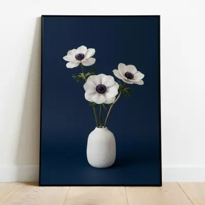 Anemone Art Print Minimalist Wildflower Floral Wall Decor Botanical Illustration Modern Design