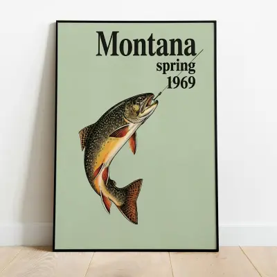 Poster Orvis Spring 1969 Catalog Cover Vintage Trout Illustration Fly Fishing