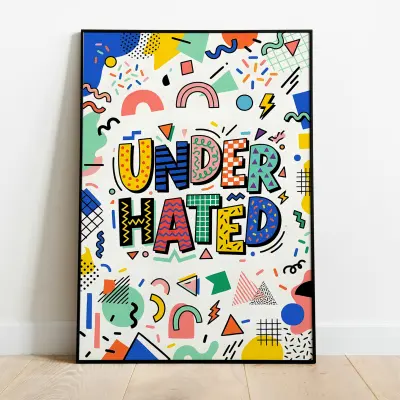 Office Humour - Memphis Design Poster Art Print Underhated Typography Graphic Artwork