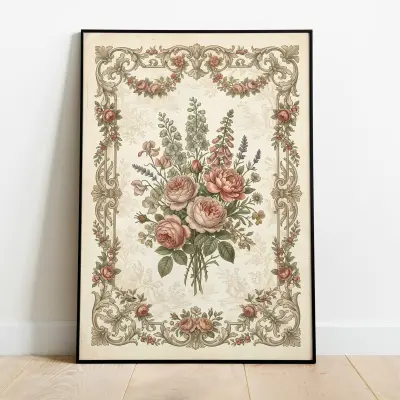 French Château Floral No. 01 | Vintage Botanical Wall Art