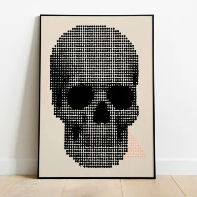 Pop Art Skull Art Print Dotted Skull Poster Wall Art