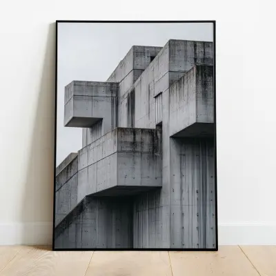 Black And White Brutalist Photography Print Urban Architecture Poster Geometric Wall Art