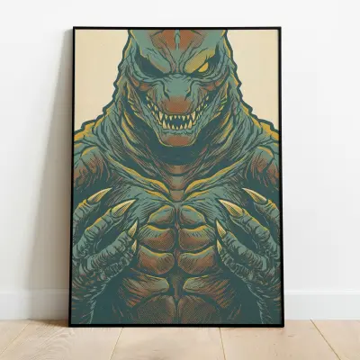 Godzilla Screen Printed Poster Kaiju Monster Illustration