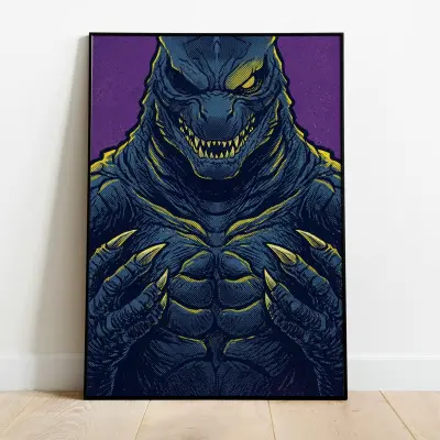 Godzilla Screen Printed Poster Kaiju Monster Illustration