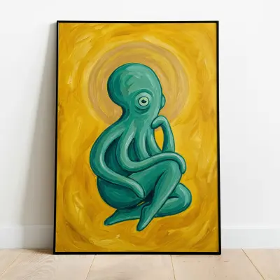 Bold and Brash Cephalopod Canvas Painting Framed or Unframed Wall Art