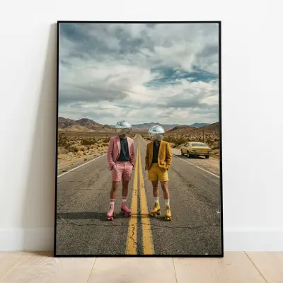 Art Print Poster Disco Ball Head Desert Surrealism Art Wall Art Vintage