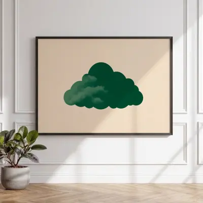 Green Cloud Art Print Minimalist Poster Retro Wall Decor Abstract