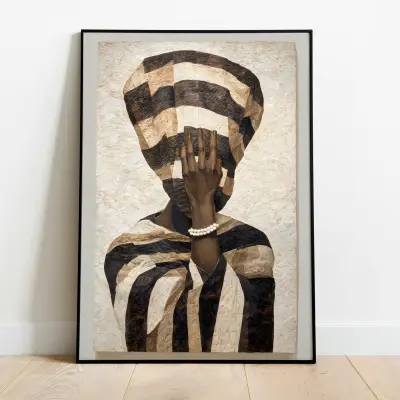 Art Print Striped Figure African Design Minimalist Poster Ethnic Decor