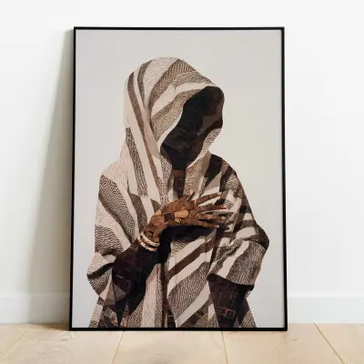 Mixed Media Collage Poster Geometric Abstract Faceless Portrait