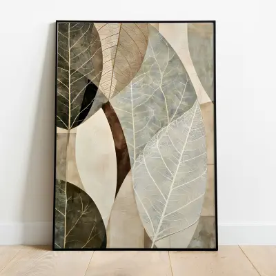 Japandi Wall Art Botanical Leaf Collage Neutral Print