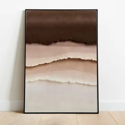 Abstract Wall Art Textured Japandi Print Neutral Layered Sediment Background