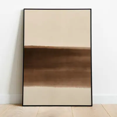 Fine art print one single long tapering brush stroke Japandi neutral minimalist