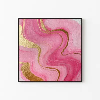 Poster Art Print Gold Pink Stream Abstract