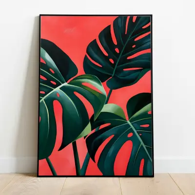 Poster Monstera Leaves Oil Painting Wall Art