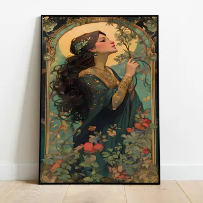 Art Nouveau Goddess Art Print, Mucha Style Wall Art, Vintage Poster, Greek Mythology Decor