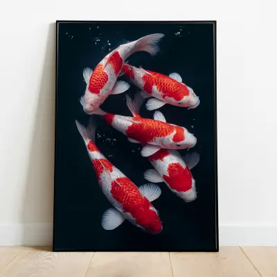 Photo Poster Koi Carp Fish Japanese Style Van Gogh Technique