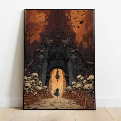 Fine Art Print Beksinski Valley of Death Colossal Gate Skeletal Wraiths
