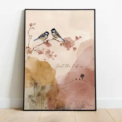 Bird botanical illustration mixed media art print