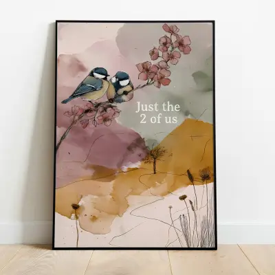 Bird botanical illustration mixed media art print