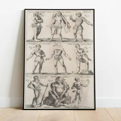 Historical Art Print Mythological Creatures Blemmyes and Monsters from 1696
