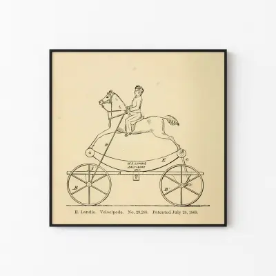Poster E Landis Equine Velocipede or Bone-Shaker 1889 Technical History Art