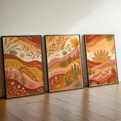 Set of 3 Matching Posters Boho Sunrise Prints