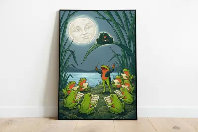 Frog Orchestra Poster, Dark Academia Wall Art, Anthropomorphic Toad and Frog Print, Goblincore Decor