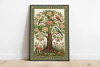 William Morris Tree of Life Poster, Victorian Pattern Wall Art, Maximalist Botanical Print, Dark Academia Decor, English Cottage Decor