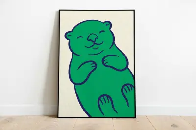 Bauhaus Beaver Poster Minimalist Beaver Art, Mid Century Modern Animal Art, Whimsical Dam Builder Wall Art for Architect Gift