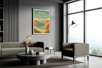New Zealand Travel Poster | Retro Aotearoa Wall Art Print | Maori Art | Housewarming Gift