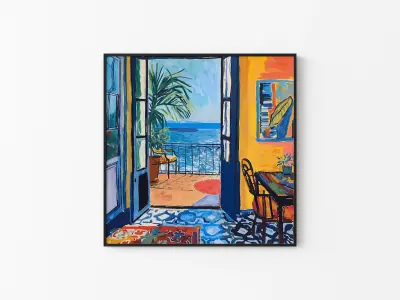 Matisse Style Living Room Art Print, Abstract Fauvist Wall Decor, Digital & Poster Options