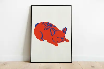 Pop Art Pug Poster, Maximalist Dog Portrait, Vibrant Wall Art for Modern Dopamine Decor, Quirky Pet Art Gift