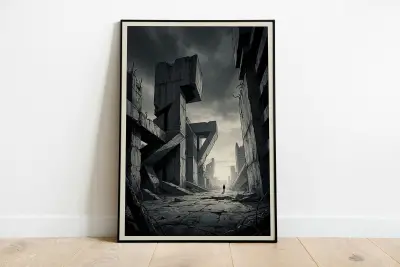 Brutalist Poster Yugoslavian Spomenik, Raw Concrete Wall Art, Digital Download Print