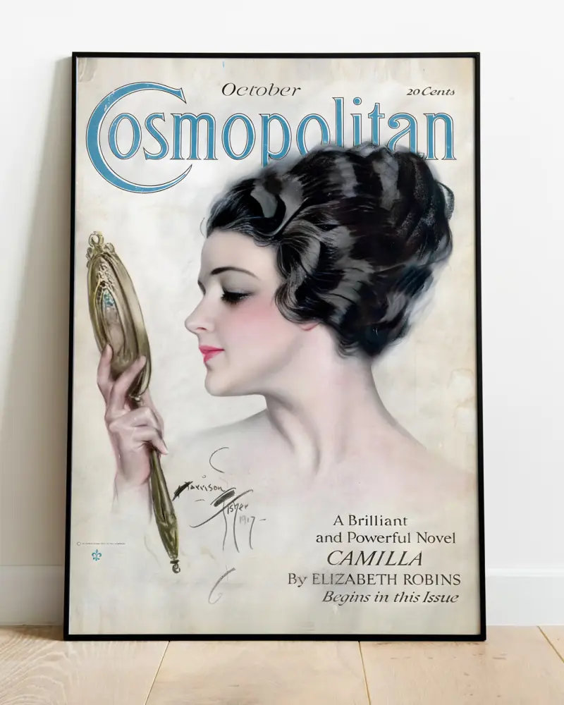 Vintage Magazine Cover Print, Cosmopolitan Woman Poster, Retro Wall Art for Home, Art Deco Style Decor